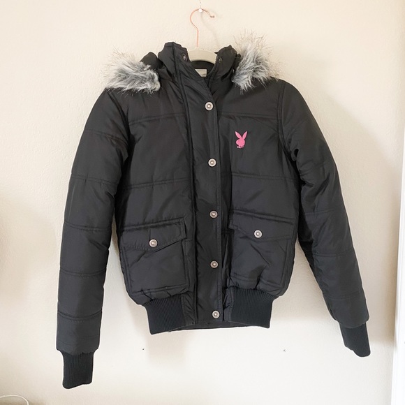 Coats | Playboy Black Puffer Jacket 